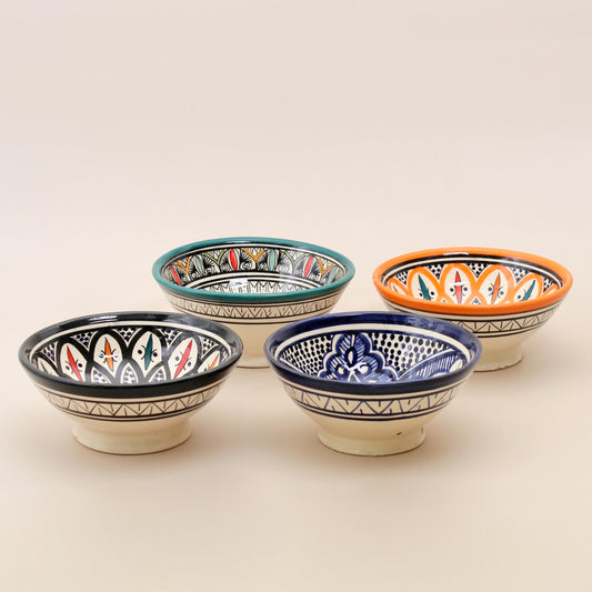 Hand-painted Moroccan Safi ceramic bowl — colorful traditional pottery for snacks, dips, and side dishes with artisanal craftsmanship