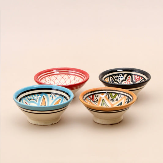 Small hand-painted Moroccan Safi bowl with colorful traditional designs — artisan-crafted ceramic for dips, sauces, or side dishes