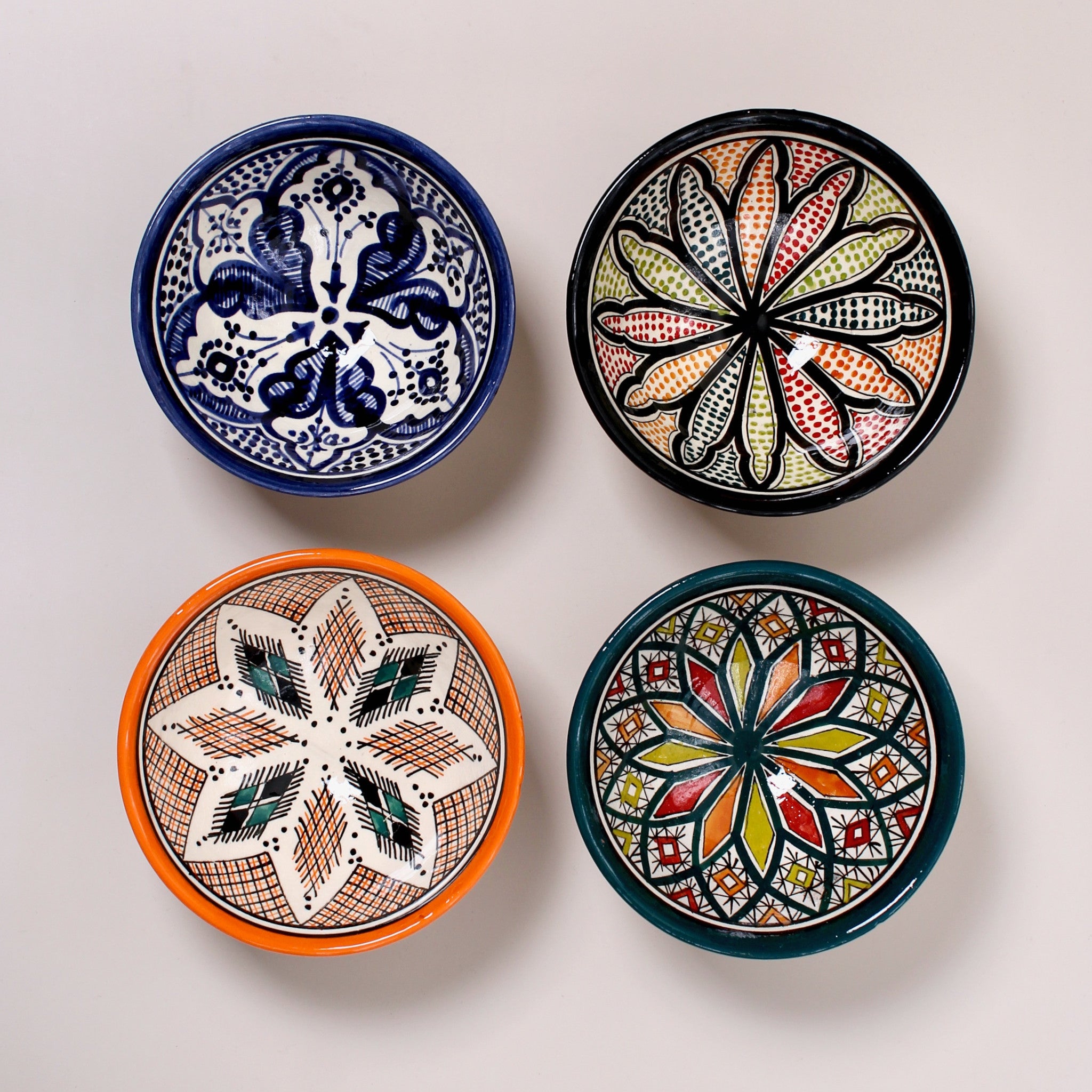 Hand-painted Moroccan ceramic bowl with traditional motifs — artisan-crafted and vibrant, ideal for dips, sides, or desserts
