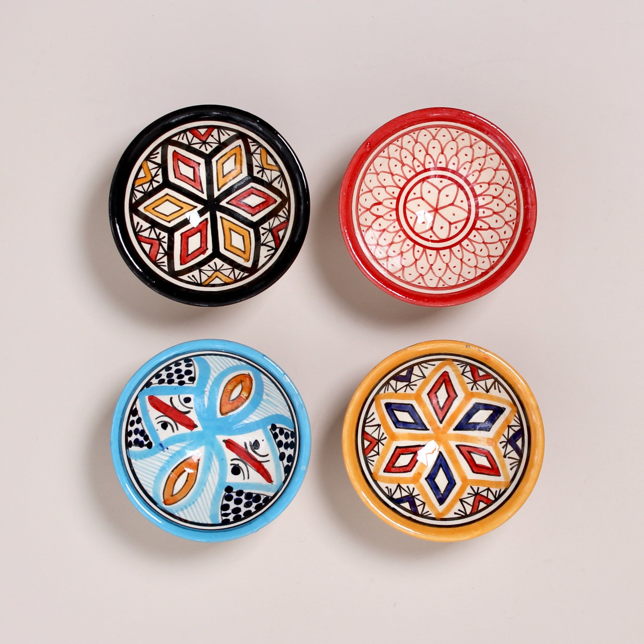 Small hand-painted Moroccan ceramic bowl with colorful traditional patterns — perfect for dips, sauces, or small servings