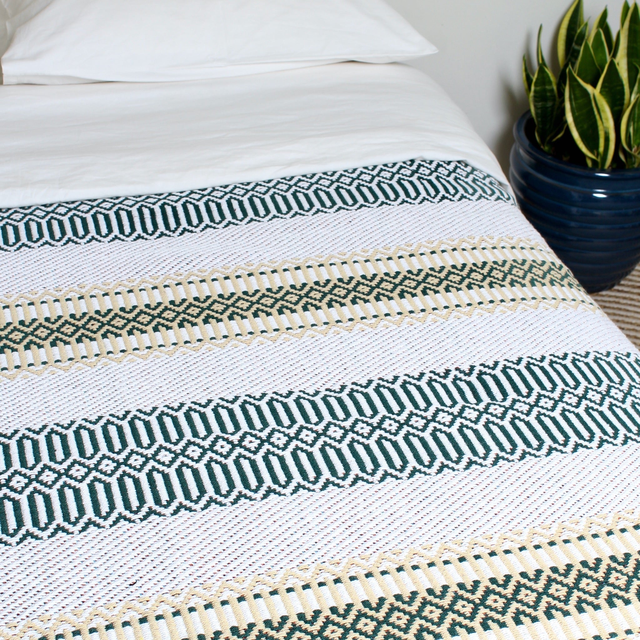 Multicolor recycled cotton blanket 180x220 cm — sustainable woven throw for bed, sofa, or picnic — handmade in Portugal with eco-friendly materials