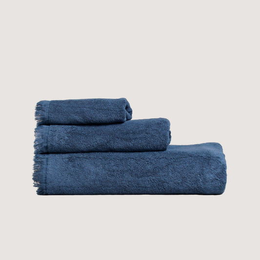 Soft cotton terry towel set with fringe — 3-piece bundle including face, hand, and bath towels for luxury bathroom comfort