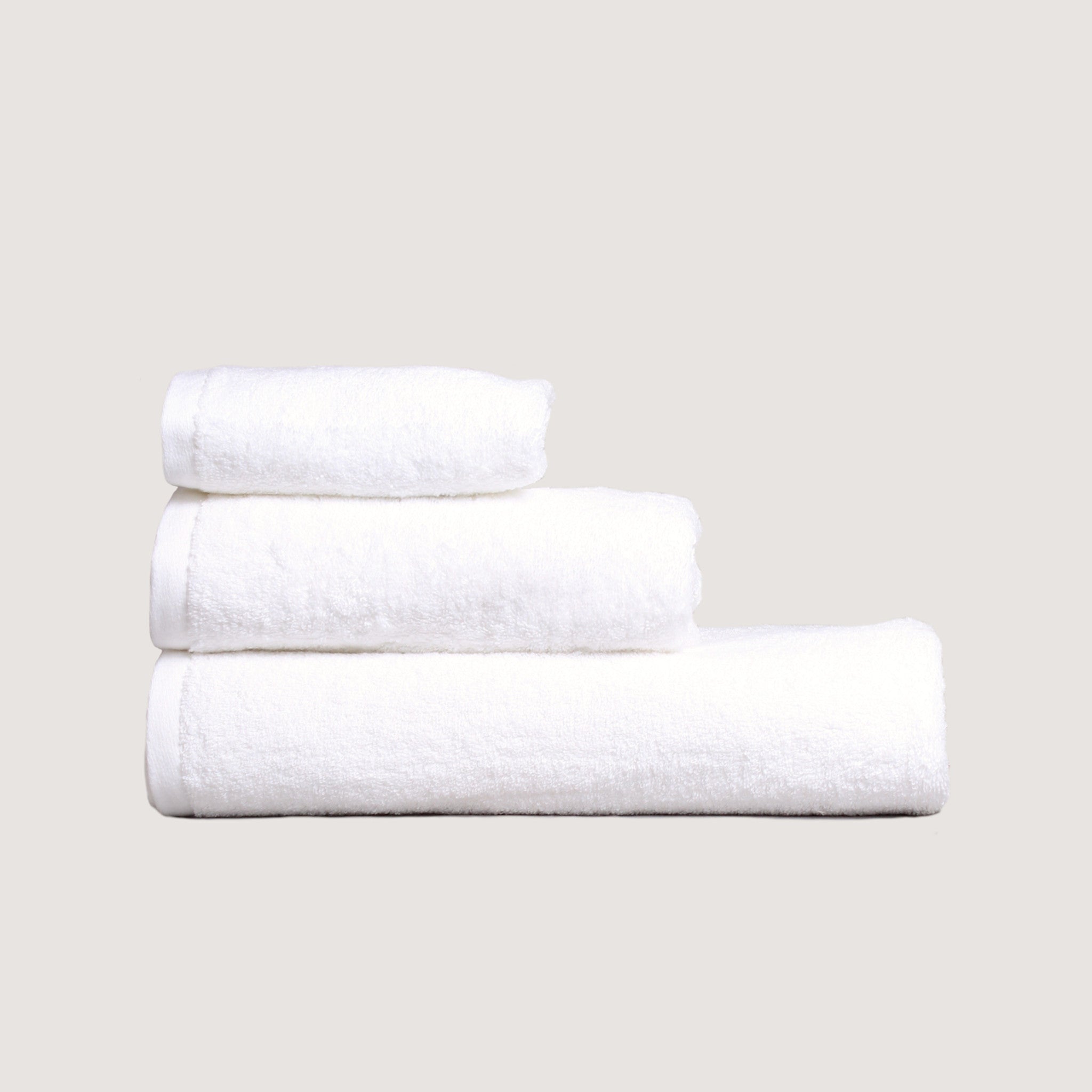 Embroidered-edge cotton terry towel set — 3-piece bundle with face, hand, and bath towels, plush, absorbent, and fast-drying for refined bathroom décor