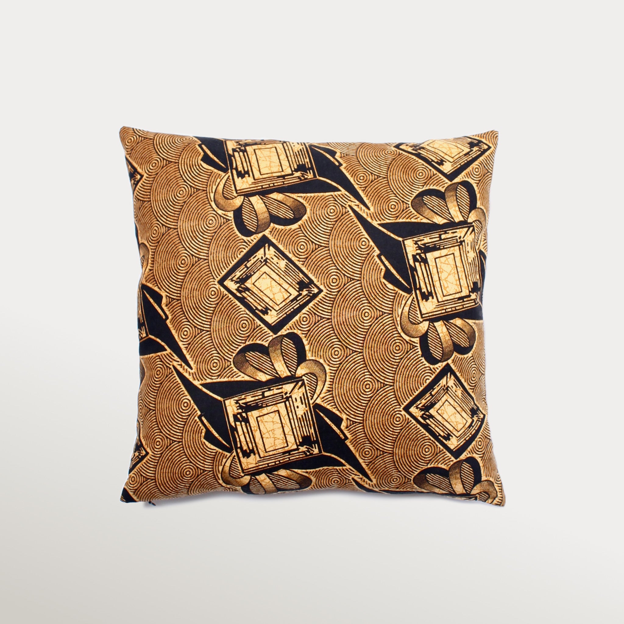 Handmade African wax cotton pillow cover — bold colorful cushion case with traditional prints — decorative throw pillow for vibrant ethnic home decor