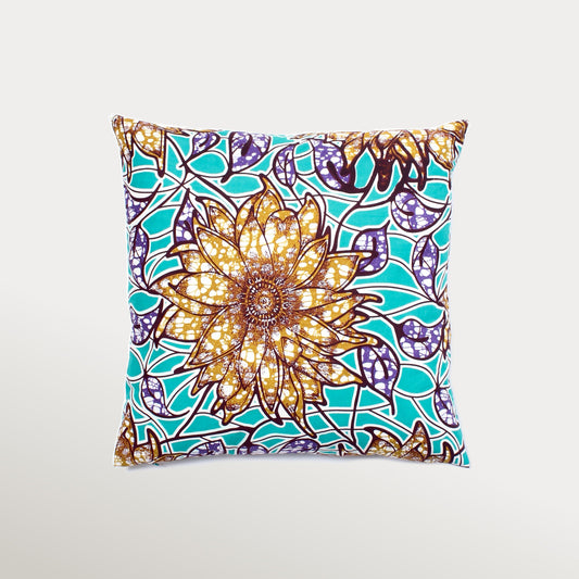 Colorful African wax cotton pillow cover handmade in Portugal — decorative cushion with bold traditional prints — vibrant ethnic home and boho decor