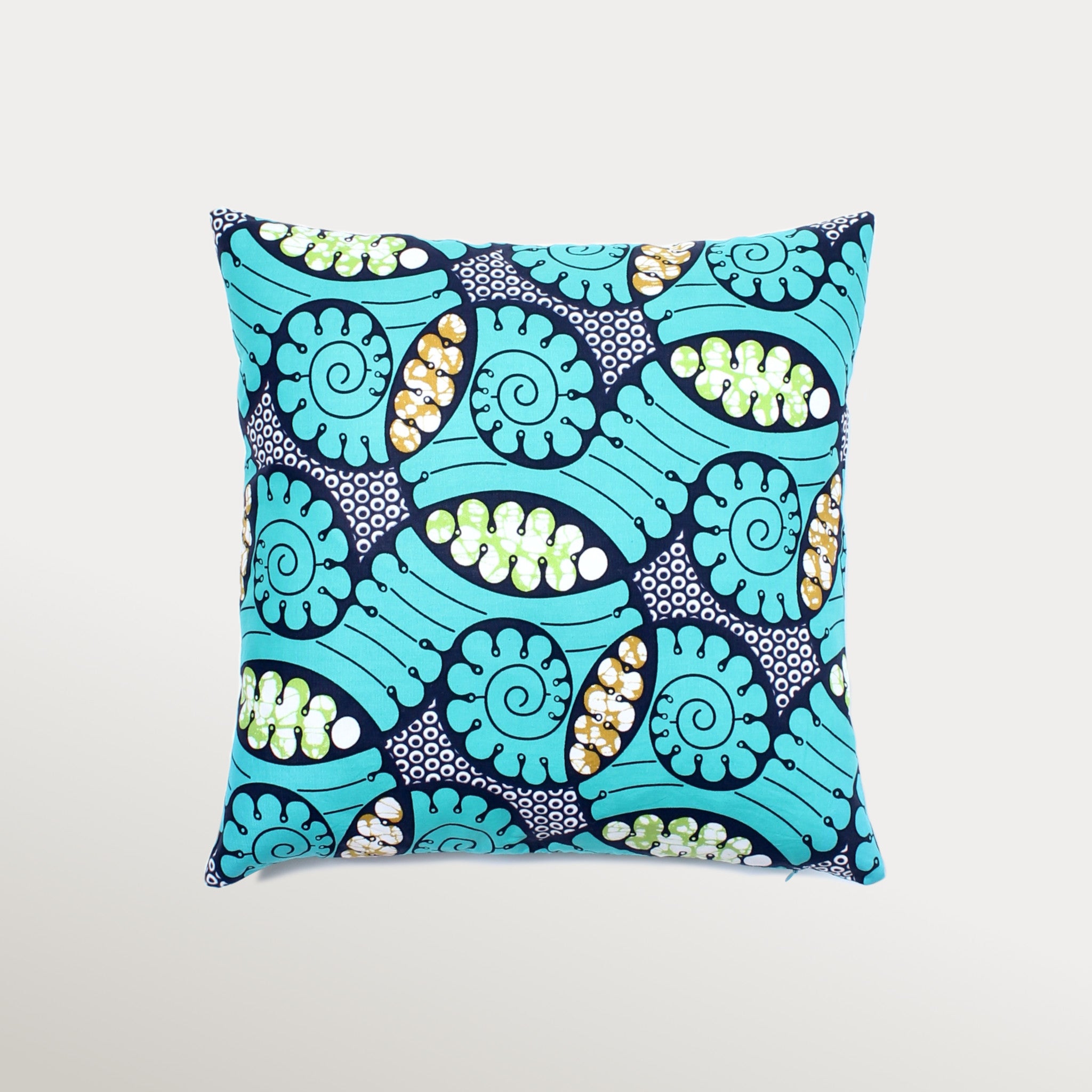 Handcrafted wax cotton pillow cover with bold African print design – vibrant colorful throw pillow for modern home décor